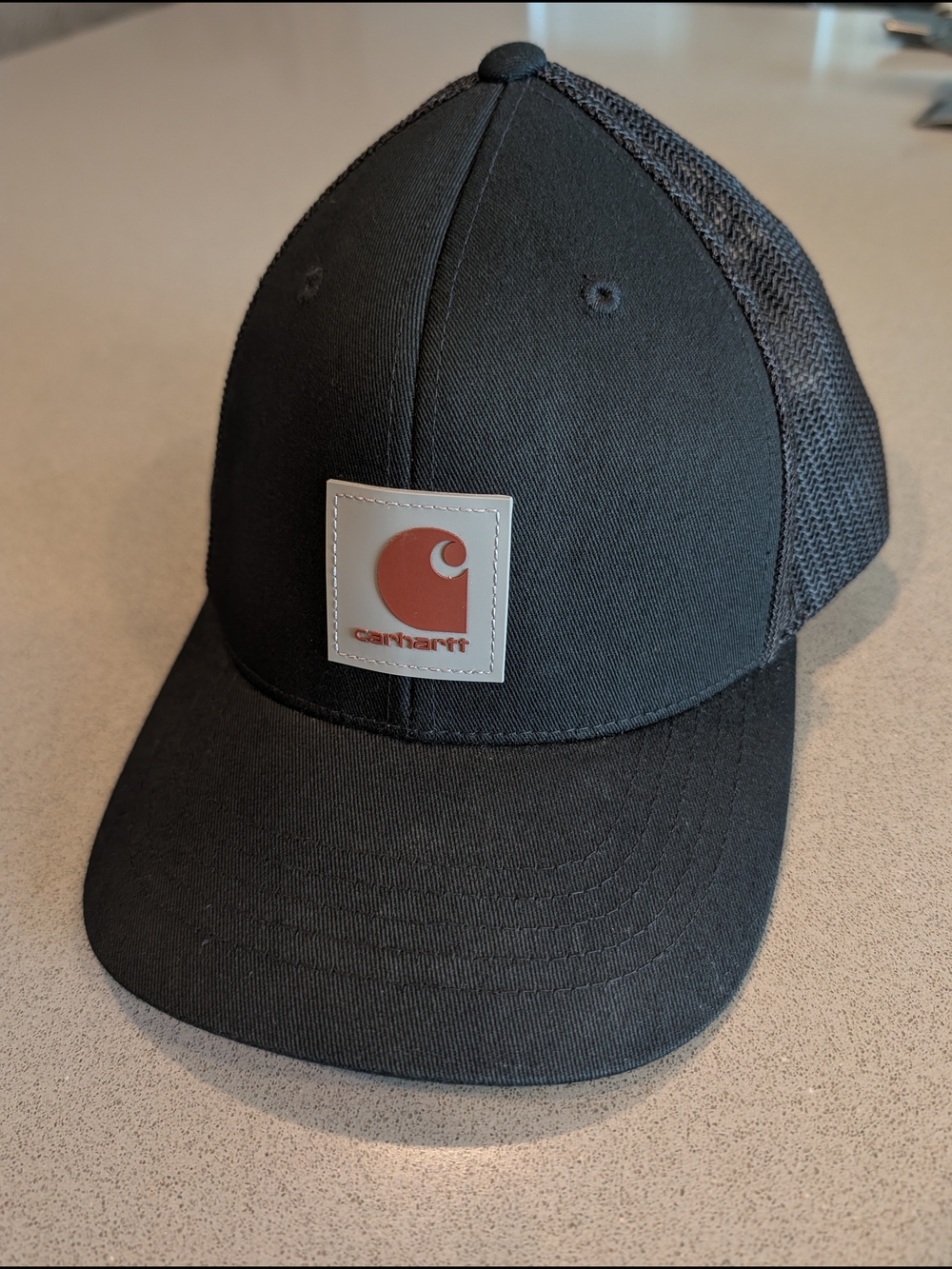 Carhartt Black Trucker Cap with Rubber Logo Patch